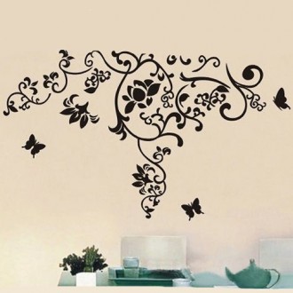 Flower Vine and Butterfly Wall Sticker